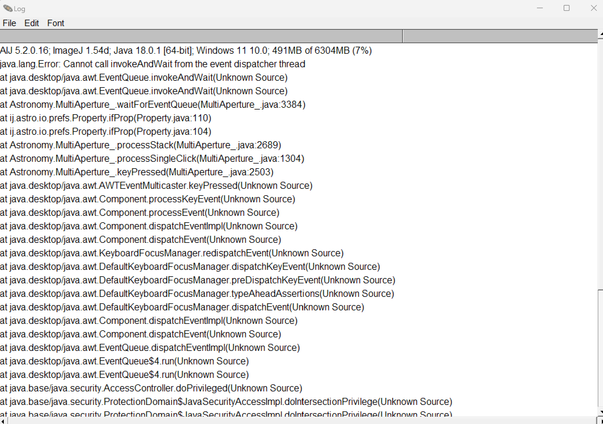 This screenshot shows the majority of the error, seemingly relating to Java?